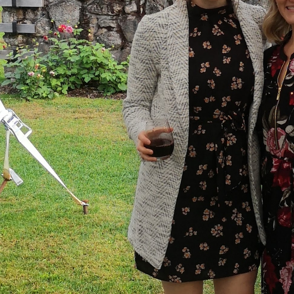Black Floral Print Long sleeve mini dress